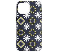 Slate Gray White Yellow Midnight Blue Flower Moroccan Mosaic Carcasa para iPhone 16 Pro MAX