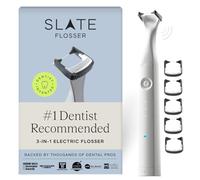SLATE Hilo dental eléctrico | Hilo dental de lujo para dientes con 3 velocidades - Inventado por dentistas | Hilo dental reutilizable no tóxico, raspador de lengua y cuidado de las encías