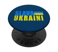 SLAVA UKRAINI - Bandera de Ucrania con Colores envejecidos Retro PopSockets PopGrip Adhesivo