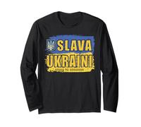 Slava Ukraini Camiseta Ucrania Bandera Zelensky Tryzub Manga Larga