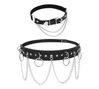 SLAXJNE 1 Cinturón De Mujer, 1 Collar Con Clip De Cola De Amor, Cinturón De Ropa Gótica, Cinturón De Cadena Para Mujer, Cinturón Estilo Punk