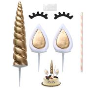 SLAXJNE 1 Juego De Decoraciones para Pasteles con Cuerno De Animal Dorado, Decoraciones para Pasteles Reutilizables, Decoraciones para Pasteles para Niñas, Lindas Decoraciones para Pasteles