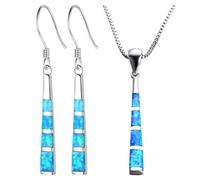 SLAXJNE 1 Par De Pendientes Trapezoidales Y 1 Collar Rectangular Pequeño, Joyería Azul para Mujer, Pendientes De Moda Retro, Pendientes Personalizados, Accesorios De Vestir