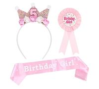 SLAXJNE 1 Pieza De Diadema De Quinto Cumpleaños, 1 Pieza De Correa para El Hombro, 1 Pieza De Insignia, Corona De Cumpleaños para Niñas, Corona Infantil para Niñas, Corona De Cumpleaños para Niños