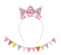 SLAXJNE 1 Pieza Diadema De Quinto Cumpleaños, 1 Pieza Pancarta Decorativa, Corona De Cumpleaños para Niñas, Corona Infantil para Niñas, Corona De Cumpleaños Infantil