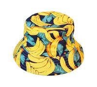SLAXJNE 1 Sombrero De Pesca Para Mujer, Sombrero De Cubo Con Patrón De Plátano, Sombrero De Sol De Verano, Sombrero De Sol Para Mujer, Sombrero Plegable