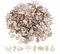 SLAXJNE 150 Piezas De Animales Del Bosque De Madera, Adornos Forestales Y Dispersos De Otoño, Materiales Artesanales, Astillas De Madera