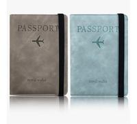 SLAXJNE 2 Uds Funda De Cuero para Pasaporte Portatarjetas Funda Protectora para Pasaporte Cartera para Pasaporte Portátil Funda para Pasaporte con Banda Elástica