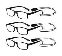 SLAXJNE 3 Piezas De Gafas De Lectura Y 3 Piezas De Cordón Para Gafas Anticaída, Gafas De Lectura Portátiles, Gafas De Lectura Compactas, Cordón Elástico Antideslizante Para Gafas