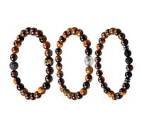 SLAXJNE 3 Pulseras Vintage Negras Y Marrones, Pulseras para Hombre, Pulseras De Piedra De Ojo De Tigre, Cuentas De Pulsera para Hombre, Juego De Cuentas De Pulsera