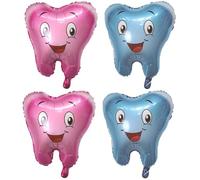 SLAXJNE 4 globos dentales azul y rosa, decoraciones de cumpleaños para niños