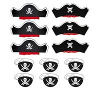 SLAXJNE 6 Piezas Sombreros De Pirata, 6 Piezas Parches En Los Ojos, Sombreros De Pirata para Niños, Sombreros De Pirata para Cumpleaños Infantiles, Fiesta De Cumpleaños Infantil De Niña Pirata