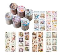 SLAXJNE 6 Rollos De Pegatinas De Material De Cinta, Accesorios para Diario y Álbumes De Recortes, Pegatinas para Bricolaje