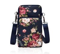 SLAXJNE Bolso para Teléfono Móvil, Bolso para Mujer, Negro, Floral, Multifuncional, Resistente al Agua y Suciedad, Nailon, 17x9 cm