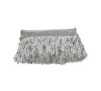 SLAXJNE Borla de lentejuelas brillante 5M para manualidades y accesorios de ropa, DIY, coser (Plata)