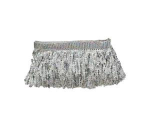 SLAXJNE Borla de lentejuelas brillante 5M para manualidades y accesorios de ropa, DIY, coser (Plata)