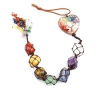 SLAXJNE Colgante De Piedra De Cristal De Siete Colores De 1 Pieza, Colgante Tejido A Mano, Regalo De Piedra, Decoración De Pared, Decoración De Ventanas, Decoración Colgante Creativa