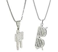 SLAXJNE Collar De 2 Piezas De Hip Hop, Villano y Gafas Para Pareja, Mujer