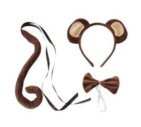 SLAXJNE Conjunto De Disfraces De Mono De 3 Piezas, Conjunto De Disfraces De Animales, Conjunto De Disfraces De Mono De Espectáculo, Cola De Mono, Diadema De Pajarita De Mono