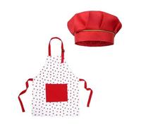 SLAXJNE Delantal Infantil Fresa con Gorro Cocinero Infantil, Antimanchas, Halter, con Bolsillos, para Hornear