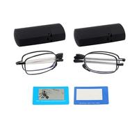 SLAXJNE Gafas De Lectura De 2 Piezas, Equipadas Con Cajas De Almacenamiento De 2 Piezas Y Tarjetas De Prueba Multifunción De 2 Piezas, Gafas De Lectura Plegables, Gafas De Lectura Portátiles