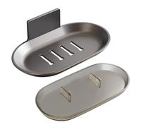 SLAXJNE Jabonera Autoadhesiva De 1 Pieza, Sin Perforación, Montada En La Pared con Recipiente De Recolección De Agua, No Requiere Perforación para Jabonera, Jabonera Negra, Jabonera De Baño