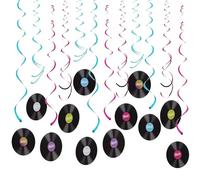 SLAXJNE Juego De Decoración Colgante En Espiral De Disco De Música Rock De 12 Piezas, Decoración De Fiesta, Decoración De Discos De Vinilo, Discos Decorativos De Fiesta Disco