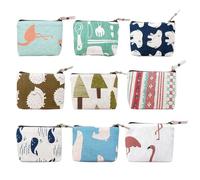 SLAXJNE Monedero De Dibujos Animados para Mujer, 9 Uds., Bolso Cosmético De Lona, Minibolso para Llaves, Monedero Portátil