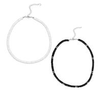 SLAXJNE Pack De 2 Collares De Conchas para Hombre, Cadenas Irregulares De Clavícula, Collares De Playa, Collares De Surf para Hombre, Collares Creativos, Collares Sencillos