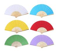 SLAXJNE Paquete De 6 Abanicos De Madera, Abanicos Coloridos, Abanicos Plegables, Abanicos De Regalo, Accesorios De Baile, Manualidades De Bricolaje, Abanicos De Boda