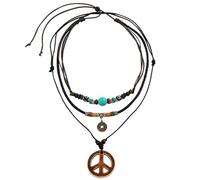 SLAXJNE Set De 2 Collares Vintage De Surf, Estilo Surfista y Boho para Mujer, con Turquesa y Cuentas De Madera, Diseño Playa