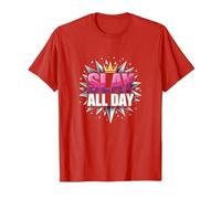 Slay All Day: Empoderando el diseño de la Corona para la Confianza Camiseta, Hombre, Rojo, XL
