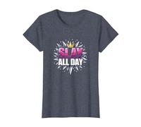 Slay All Day: Empoderando el diseño de la Corona para la Confianza Camiseta, Mujer, Azul Jaspeado, XXL