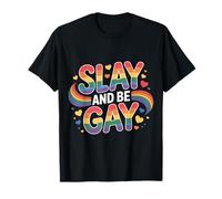Slay and Be Gay Orgullo de celebración LGBTQ ||- Camiseta
