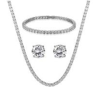 Slay Queen w/Ladies on Fire Hip Hop 4pc Joyería Collar de tenis, colgante, pulsera y pendientes Bling Set - TPBE-01, Zinc, estrás