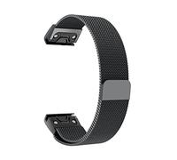 SLCHJX 22 22 20 mm Fit Fit Fit Milanese Loop Band Band de liberación rápida para Fenix 7 7x 7s 5x 5 5s 3 3hr Forerunner 935 Muñeco de correa magnética (color: negro, tamaño: 20 mm)