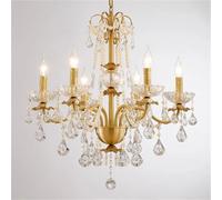 SLCHJX American Retro Gold Luxurious Luxious Crystal Chandelier Villa Living Damining Camino Luces de Vela Luces de decoración Lustre, iluminación de Techo