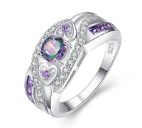 SLCHJX Anillo de estilo inspirado con colorido anillo de circón para simple fiesta de cumpleaños de ocio Luz de lujo de lujo dulce elegante anillo elegante