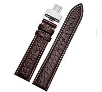 SLCHJX Banda de reloj de cuero de cocodrilo para cualquier pulsera de marca 12 13 14 Correas de 15 mm con cierre plegable