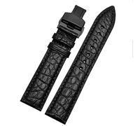 SLCHJX Banda de reloj de cuero de cocodrilo para cualquier pulsera de marca 12 13 14 Correas de 15 mm con cierre plegable