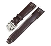 SLCHJX Banda de reloj de cuero genuino para IWC Mark XVIII le Petit Prince Pilot's Watch 20 mm 21 mm 22 mm Cochina de vaca (color: color blanco marrón plateado, tamaño: 20 mm)