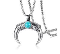 SLCHJX Collar Colgante Colgante de Luna de Cuerno Simple Collar de Cadena de clavícula de Media Luna de Plata Vintage para Mujeres Joyas de Moda