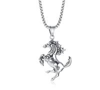 SLCHJX Collar Colgantes de Caballos Collar de Cadena de Animales de Color de Acero Inoxidable para Mujeres Hombre Hombre de Roca Punk de Acero Inoxidable Correo de Carreras