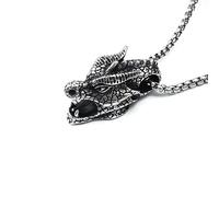 SLCHJX Collar de dragón, Colgante Vikingo nórdico, Lata Pura, joyería de Punk para Hombres, Regalo del día del Padre