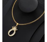 SLCHJX Collar de Letra de Corona de circón para Mujeres Hip Hip Hop Inicial Alfabeto Charmón Cabeza Collar Collar Joya Joya-O