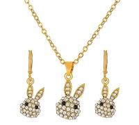 SLCHJX Conejo con Collar de Cristal Lindo Caricatura Animal microcon Colgante Joya de Joya de Joyas para Mujeres (con Caja de Regalo)