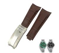 SLCHJX Correa de cuero con bandas de cuero con bandas de cuero de 20 mm para el extremo curvado para 116610 Submariner Oyster GMT Daytona.