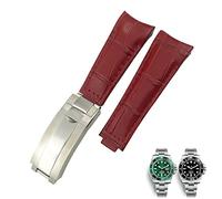 SLCHJX Correa de cuero con bandas de cuero con bandas de cuero de 20 mm para el extremo curvado para 116610 Submariner Oyster GMT Daytona.