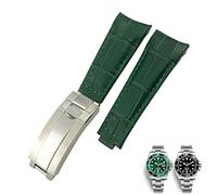 SLCHJX Correa de cuero con bandas de cuero con bandas de cuero de 20 mm para el extremo curvado para 116610 Submariner Oyster GMT Daytona.