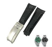 SLCHJX Correa de cuero con bandas de cuero con bandas de cuero de 20 mm para el extremo curvado para 116610 Submariner Oyster GMT Daytona.